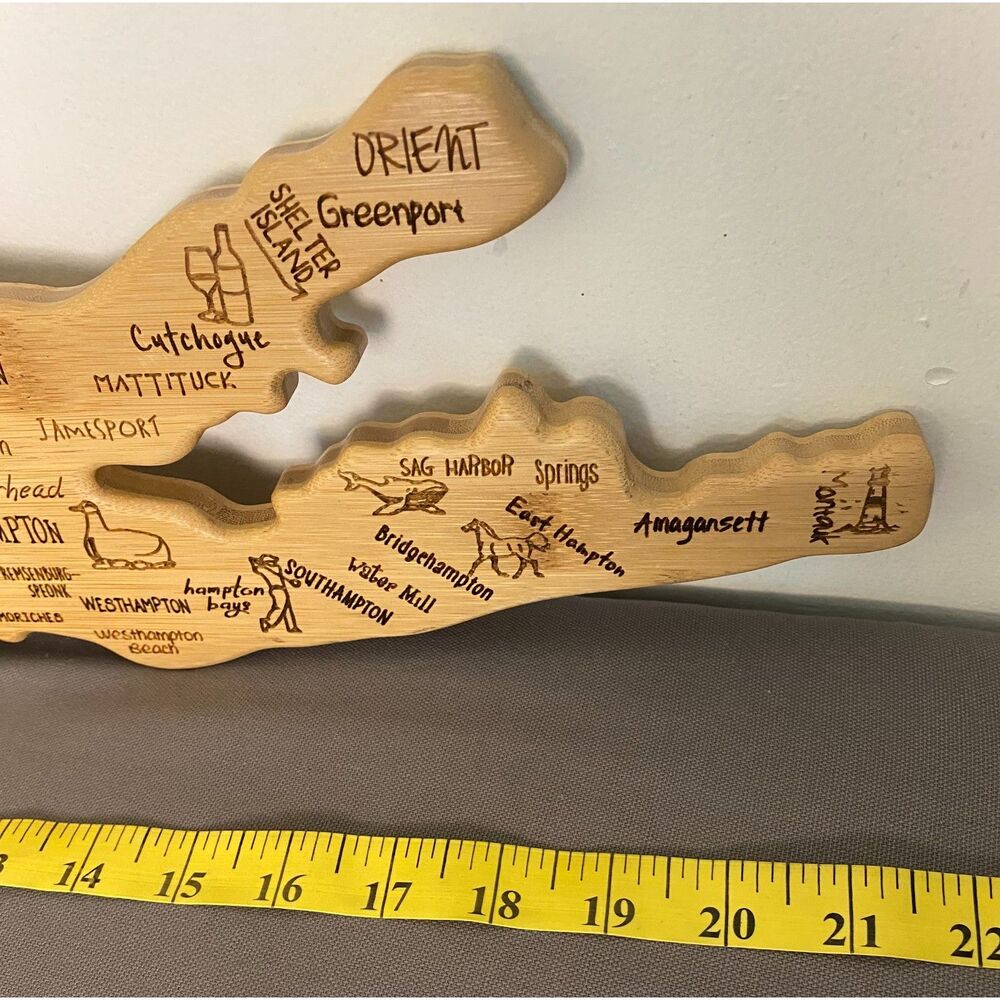 Totally Bamboo Destination Long Island Shaped Cutting Board Engraved Towns Wood - Picture 7 of 8